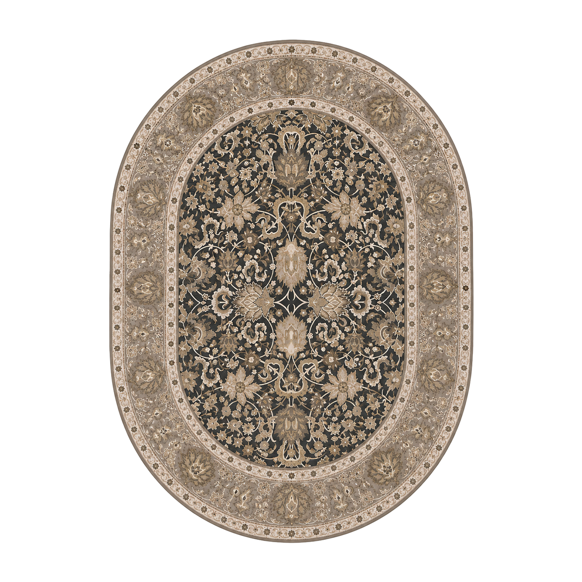 Charcoal Botanical Scroll Rug