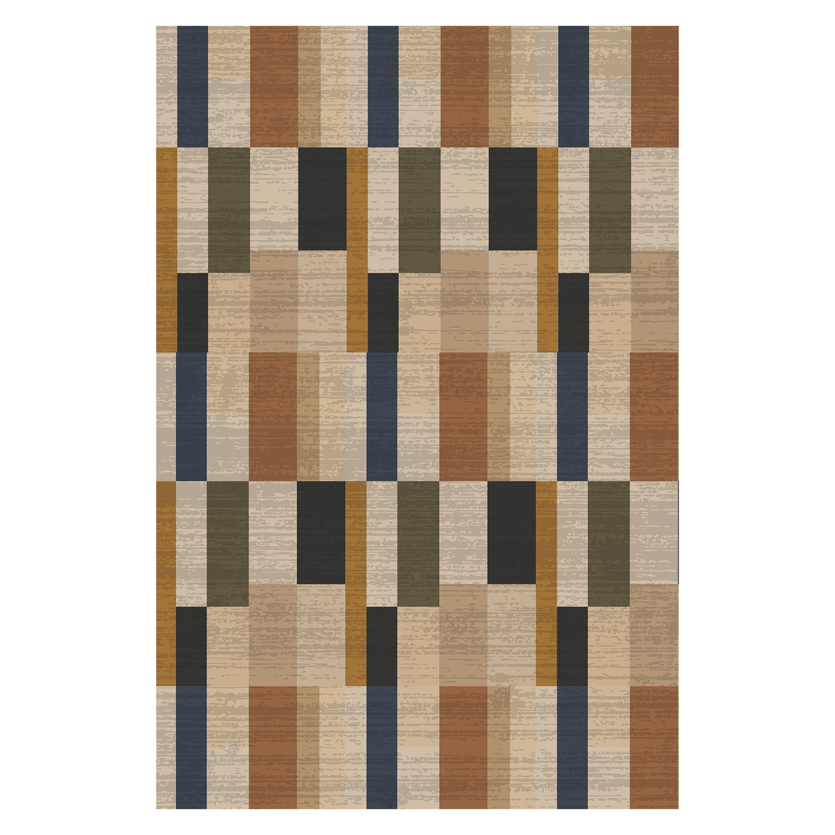 Multicolor Patchwork Grid Rug