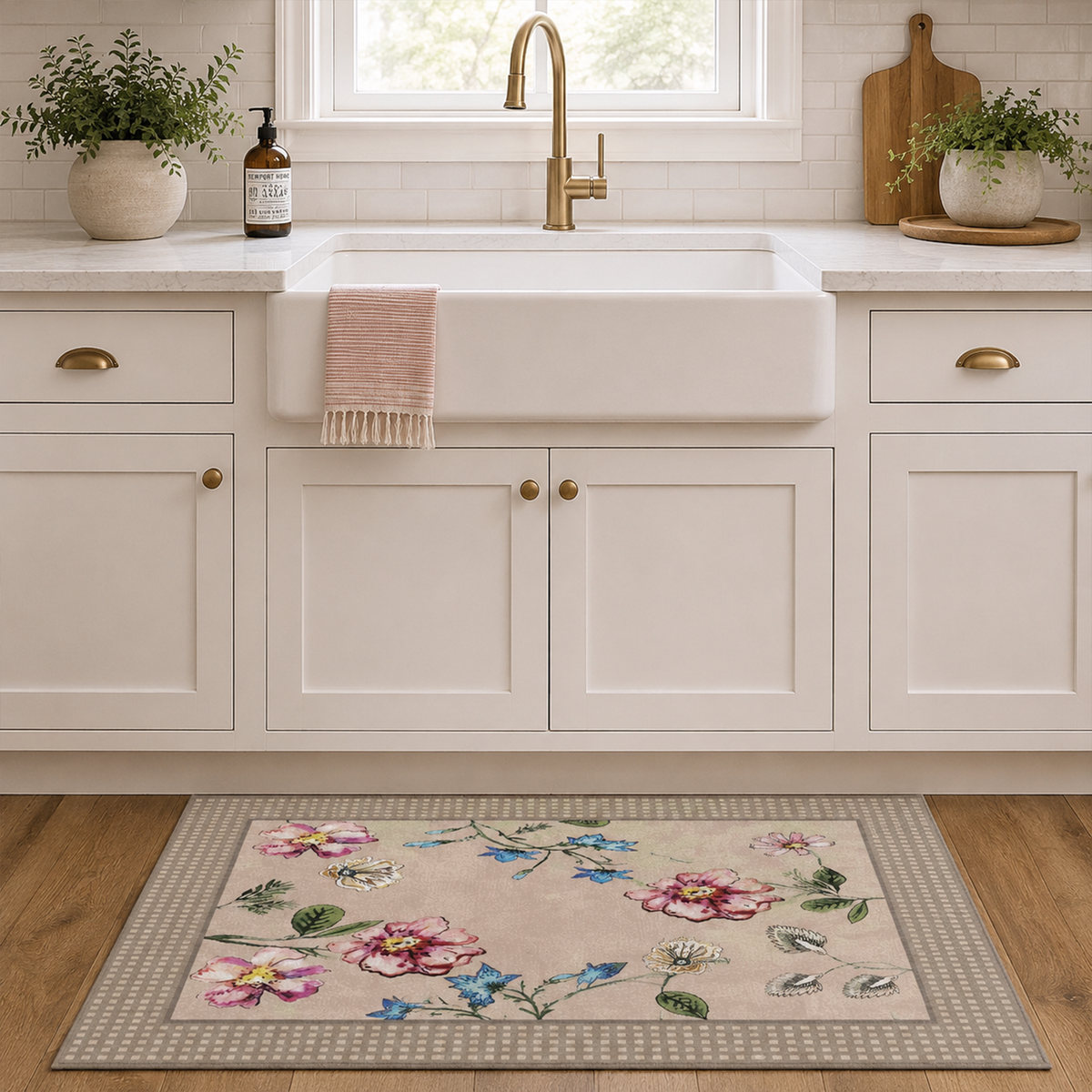 Vintage Floral Botanical Washable Area Rug