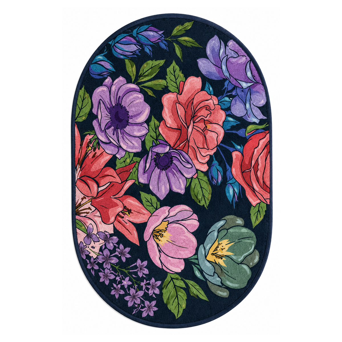 Bold Floral Garden Washable Area Rug