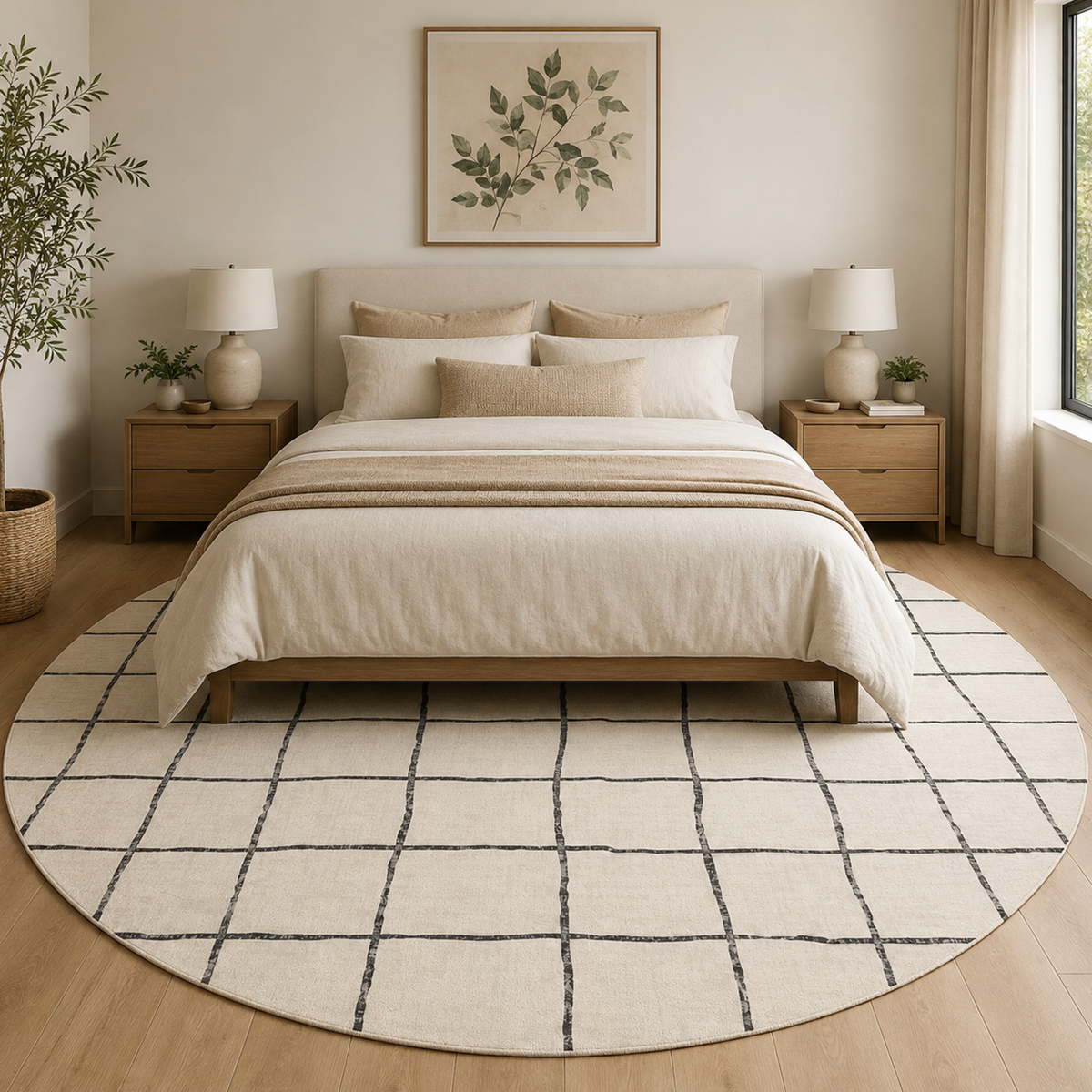 Ivory Sketch Check Rug