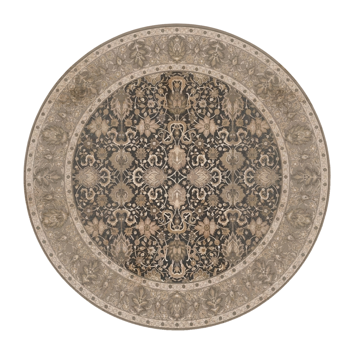 Charcoal Botanical Scroll Rug