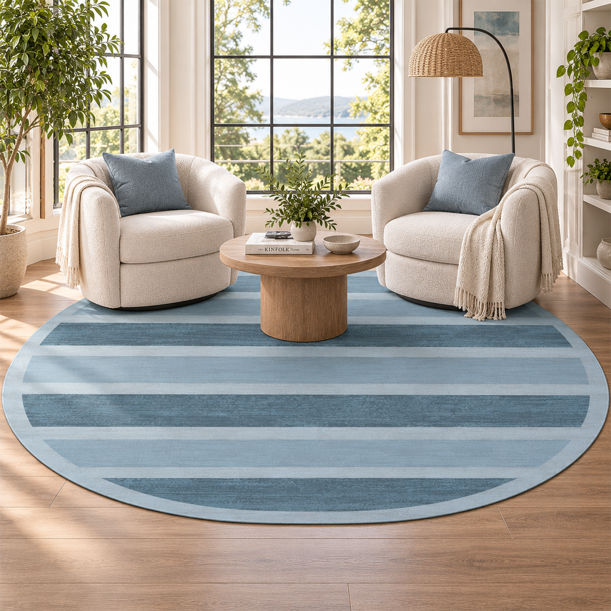 Mist Blue Band Rug