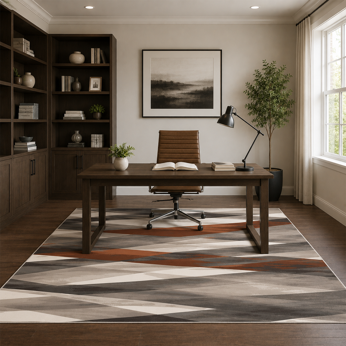 Rust Fusion Geometric Rug