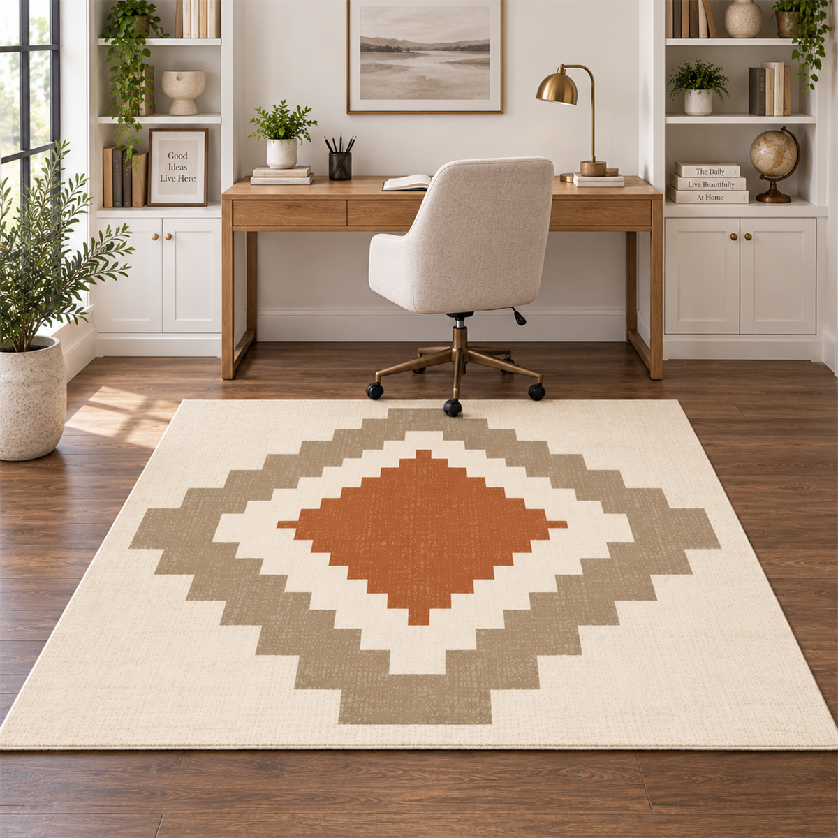 Terracotta Diamond Geo Rug