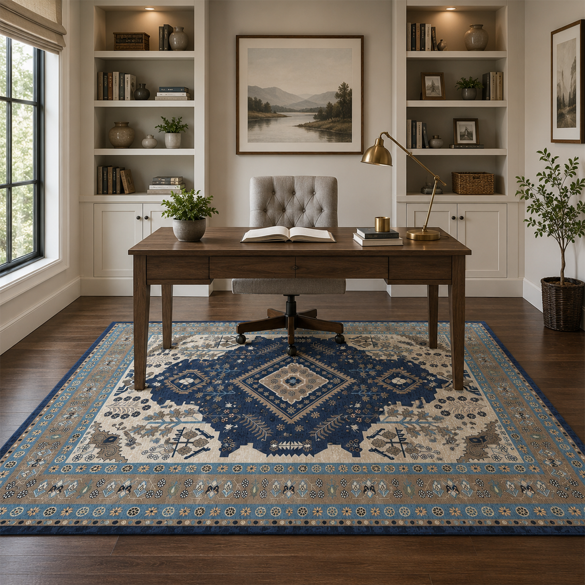 Heritage Navy Medallion Rug