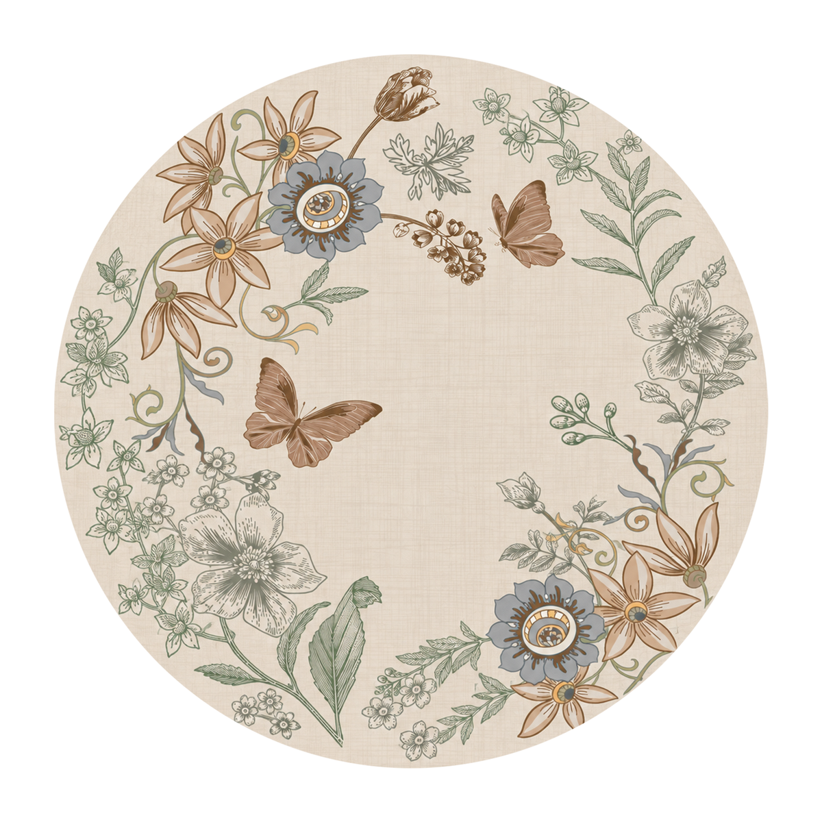 Vintage Botanical Butterfly Rug