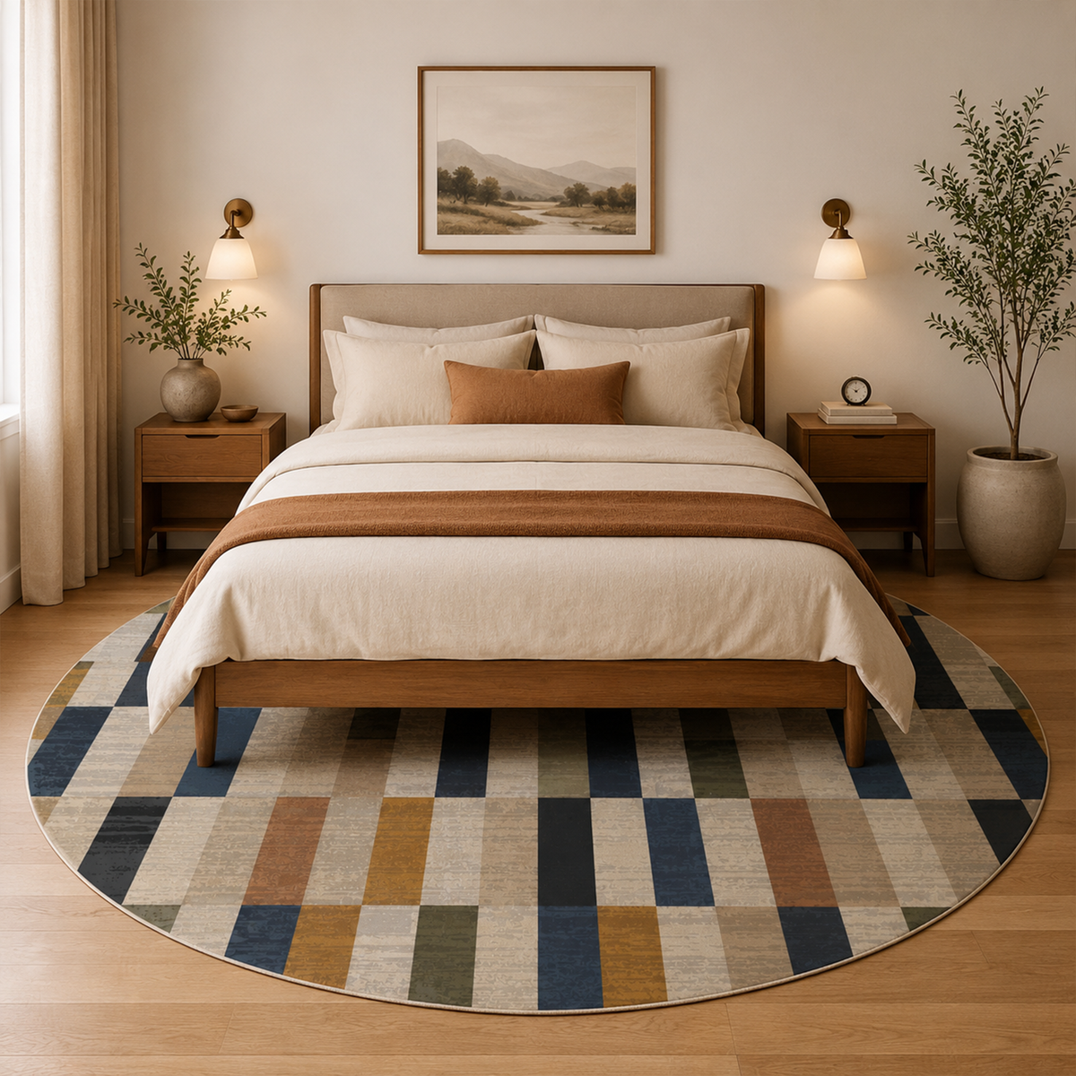 Multicolor Patchwork Grid Rug