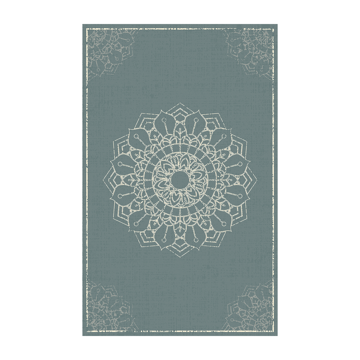 Teal Mandala Medallion Rug