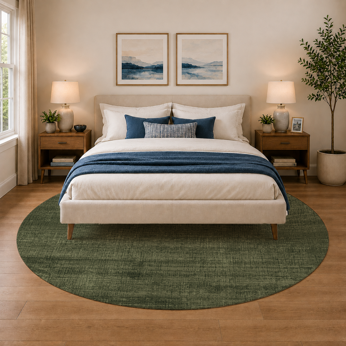 Olive Green Distressed Area Rug