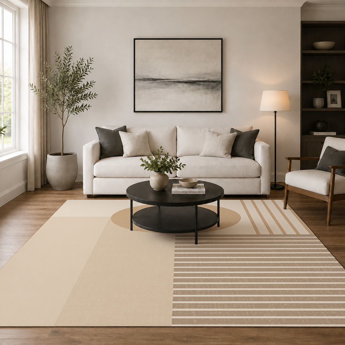 Sandstone Linear Geo Rug