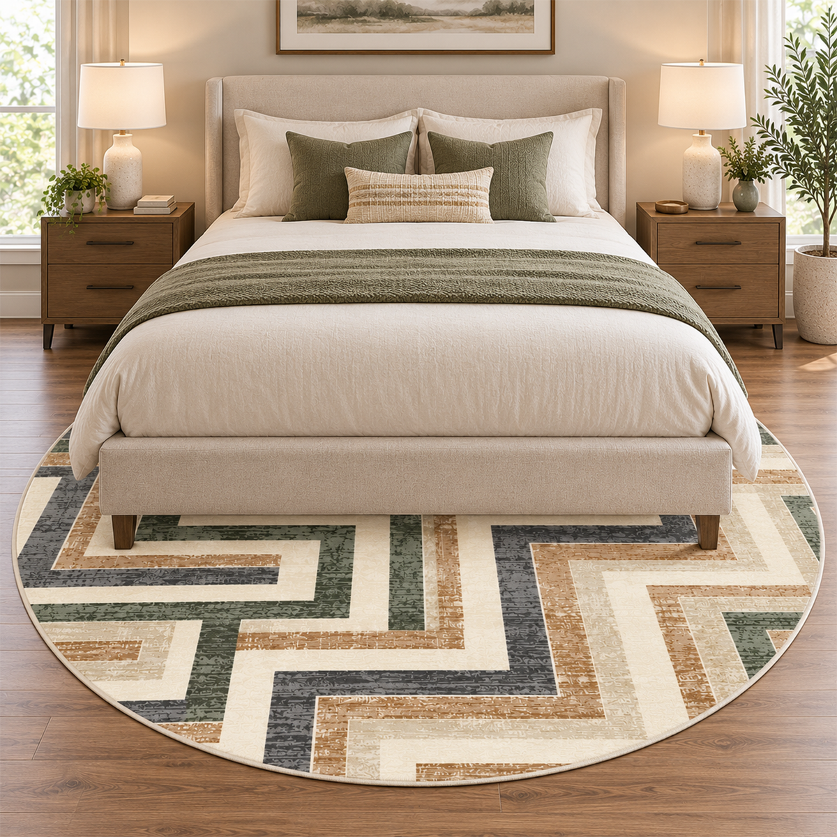 Geometric Maze Path Rug