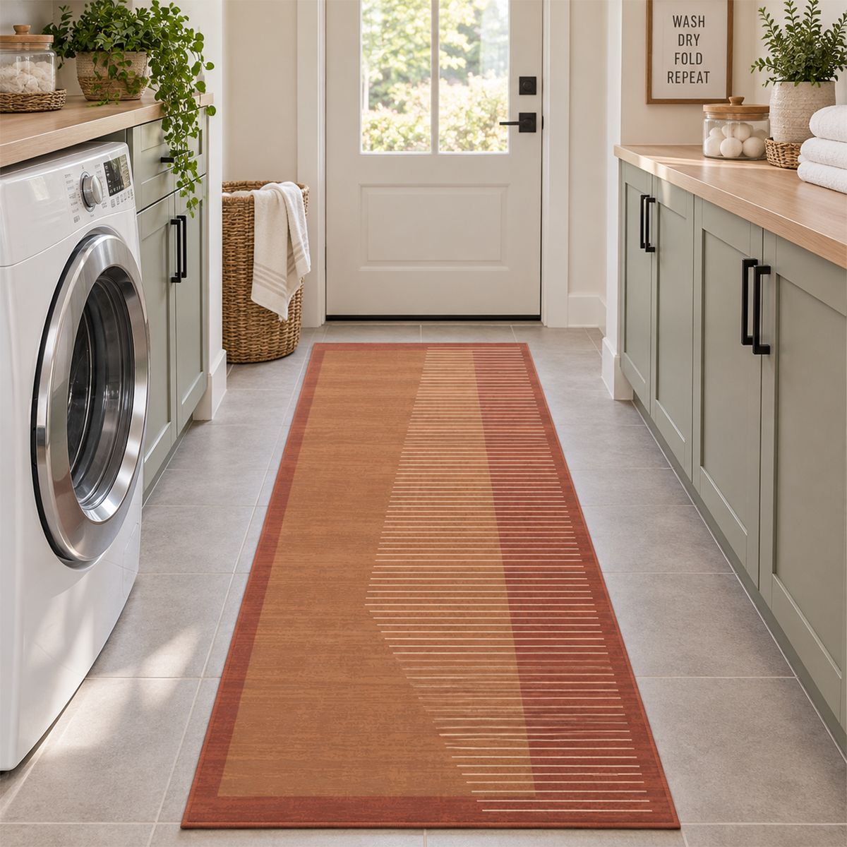 Terracotta Linear Arch Rug