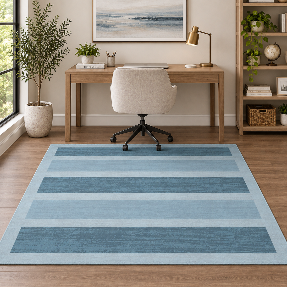 Mist Blue Band Rug