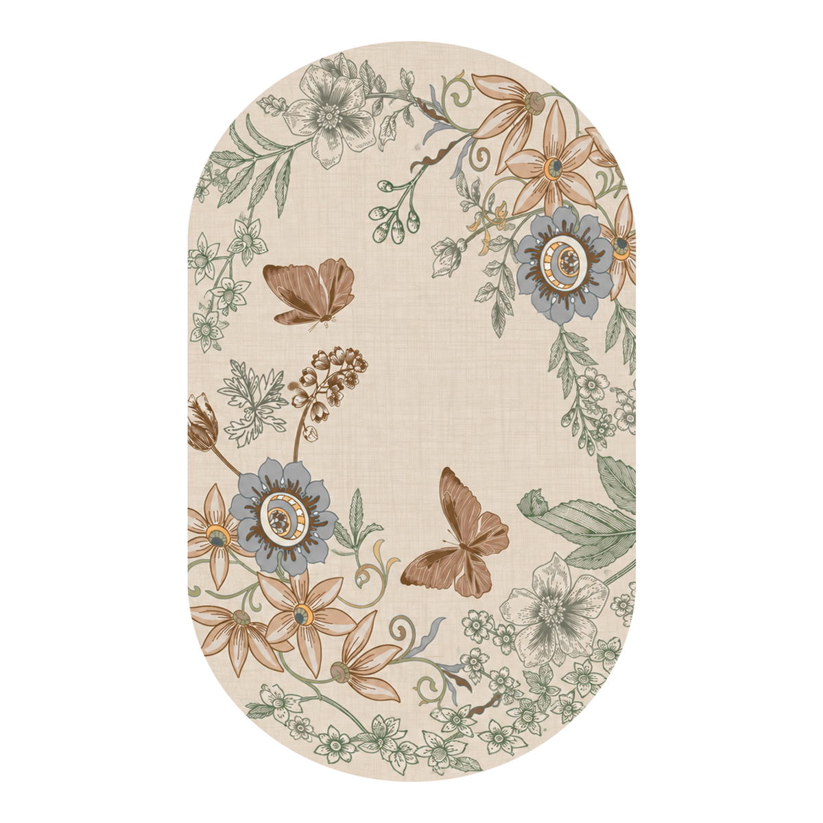 Vintage Botanical Butterfly Rug