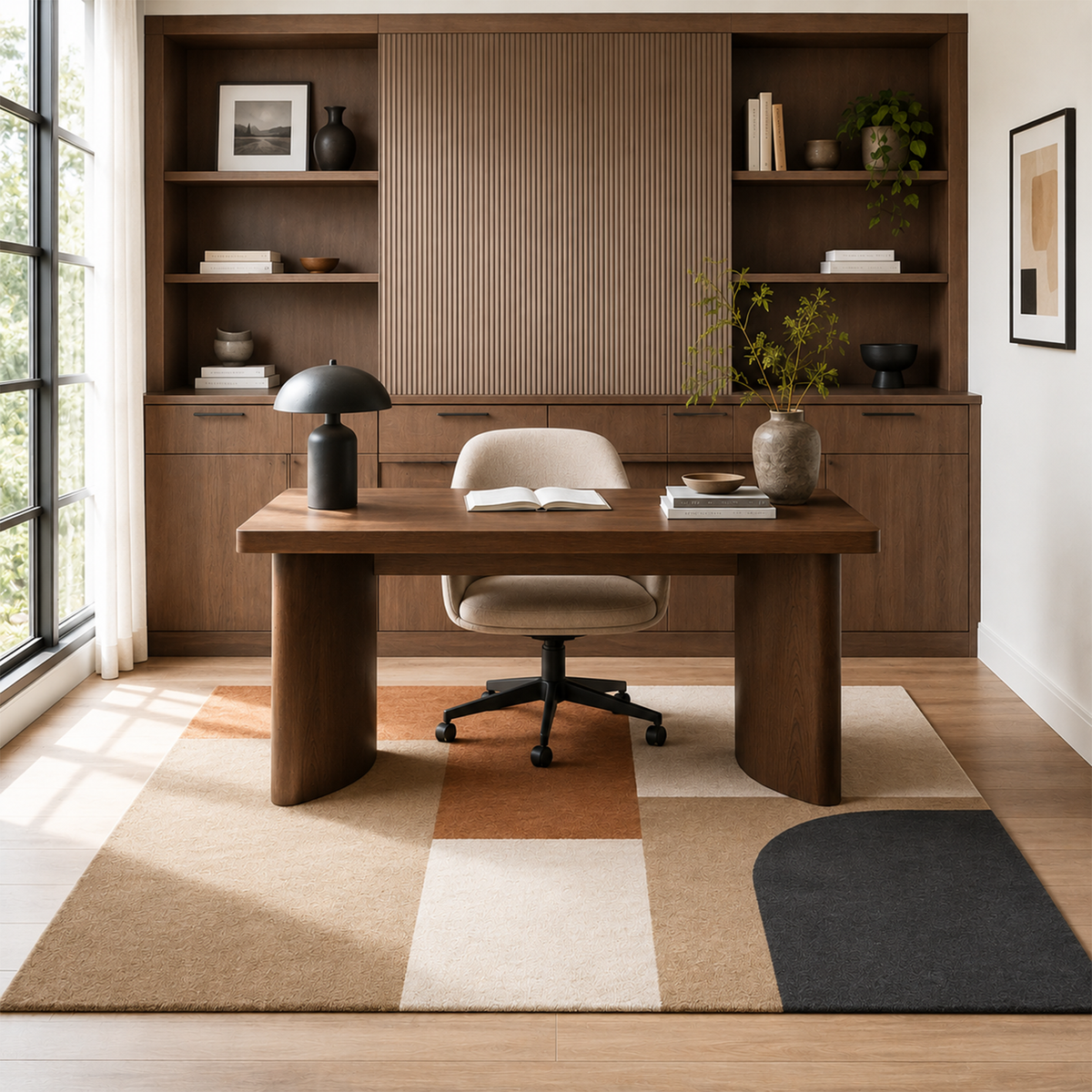 Modern Curved Color Block Area Rug
