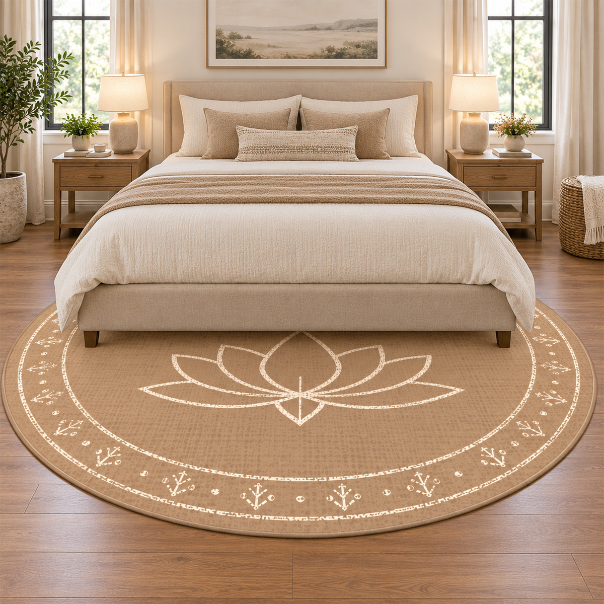 Sand Lotus Border Rug