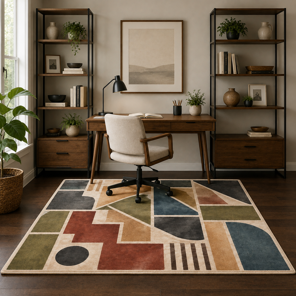 Modern Abstract Geometric Washable Area Rug