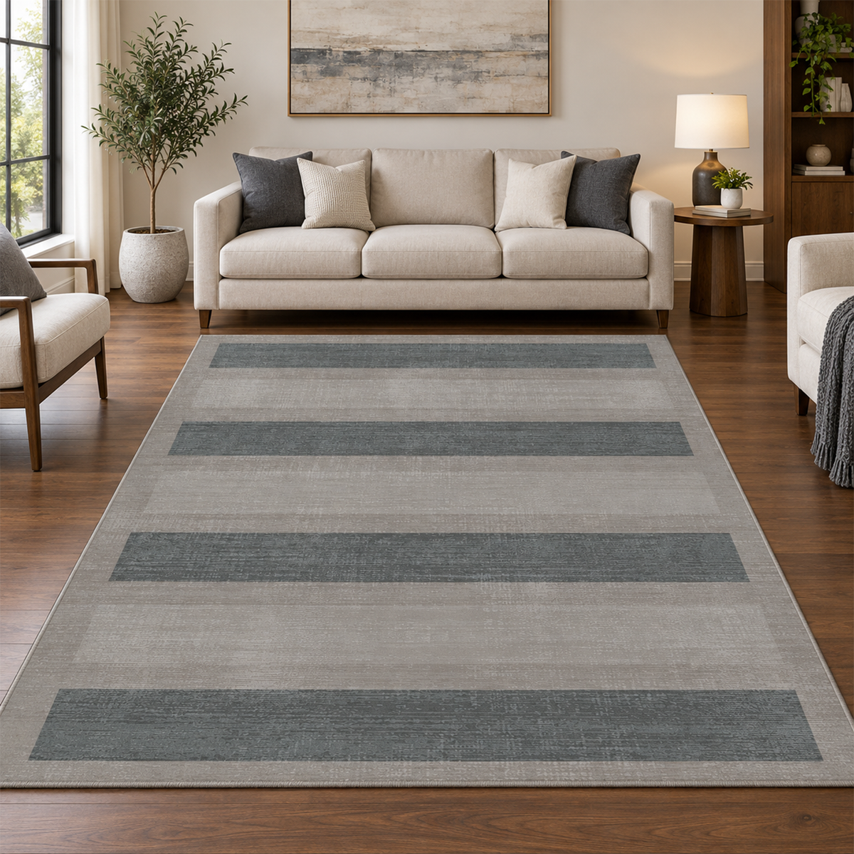 Graphite Band Rug
