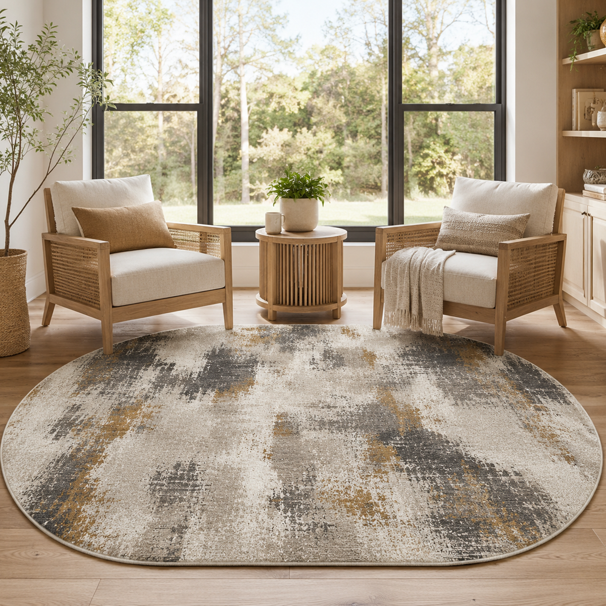 Ochre Stone Abstract Rug