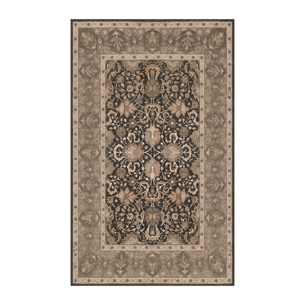 Charcoal Botanical Scroll Rug