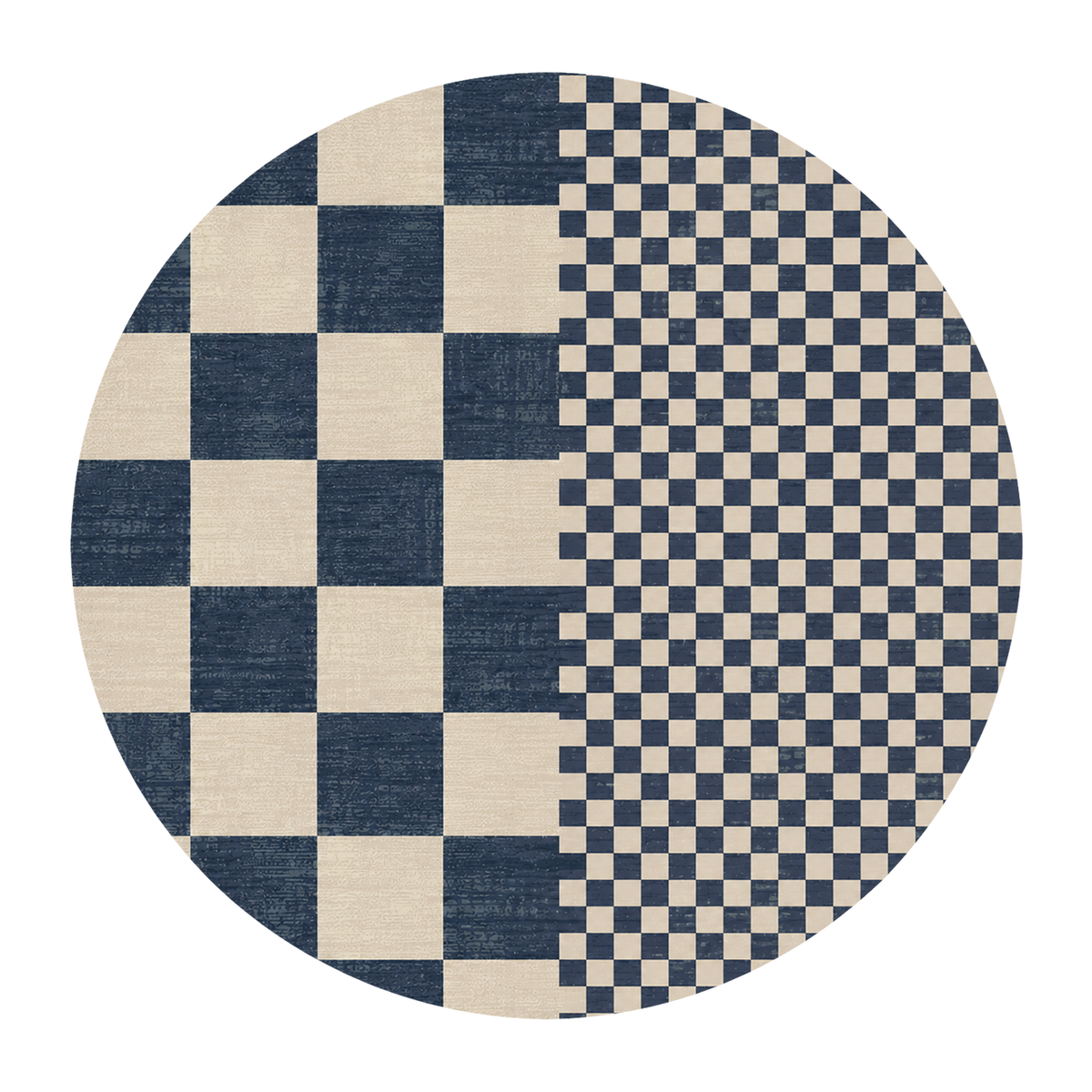 Navy Split Checker Rug