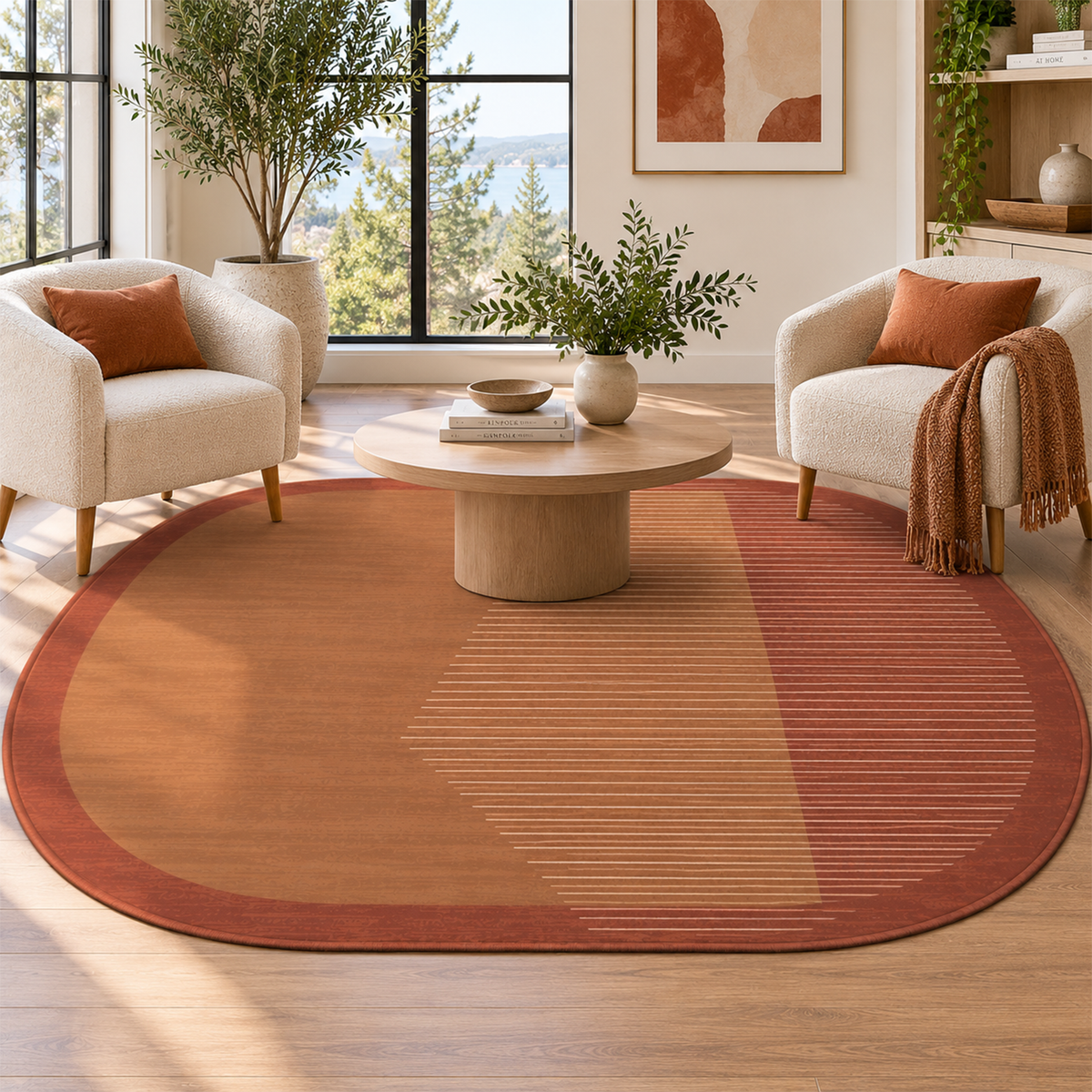 Terracotta Linear Arch Rug
