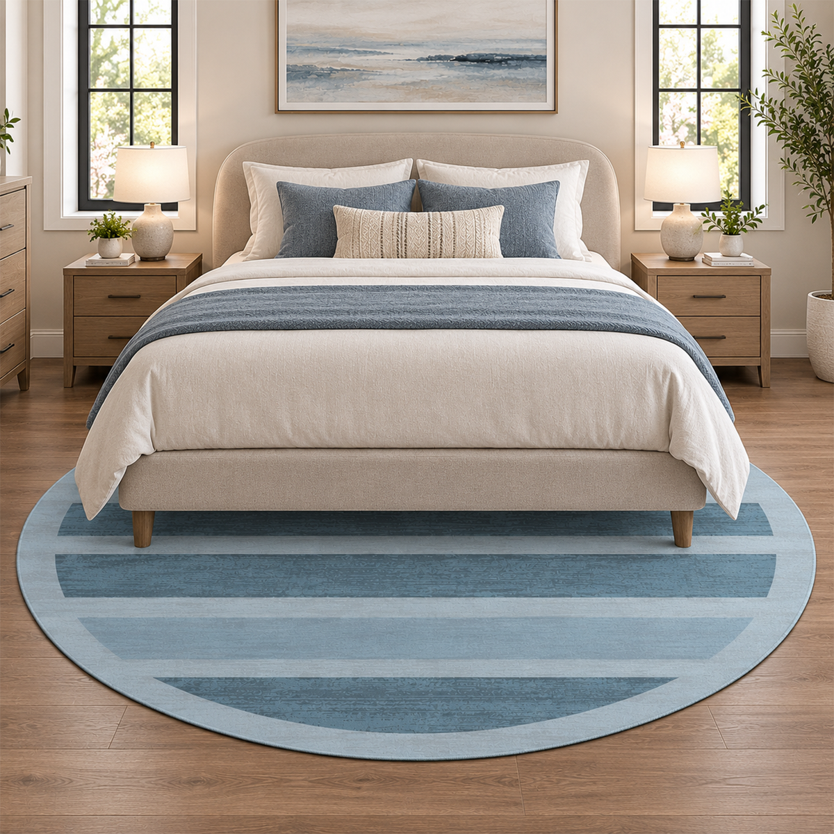 Mist Blue Band Rug