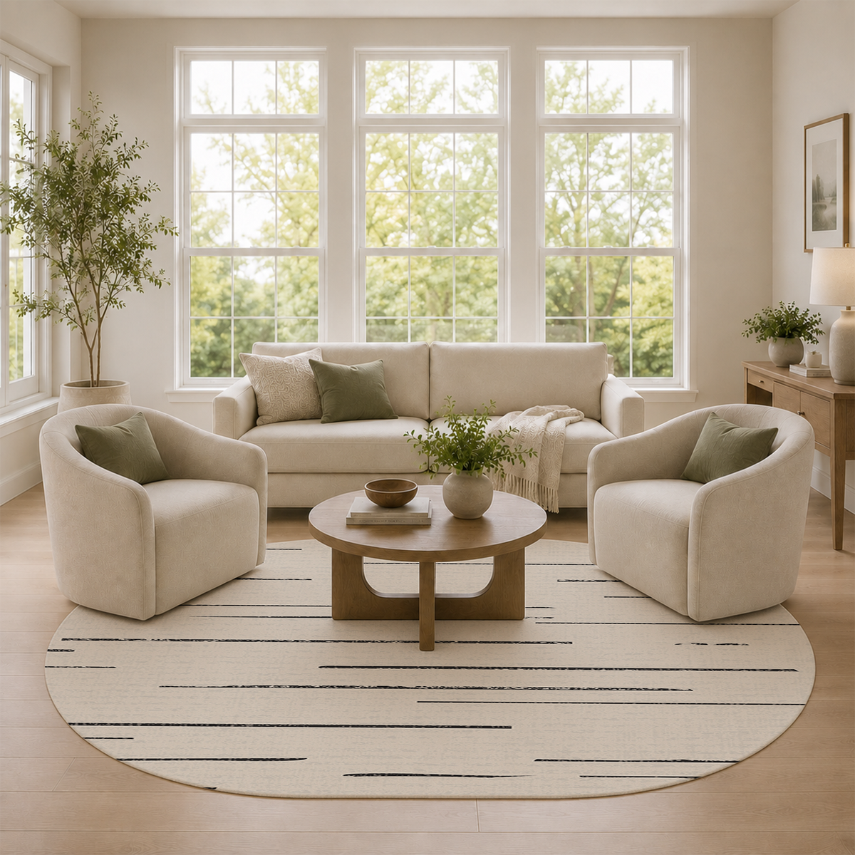 Ivory Linear Stripes Rug