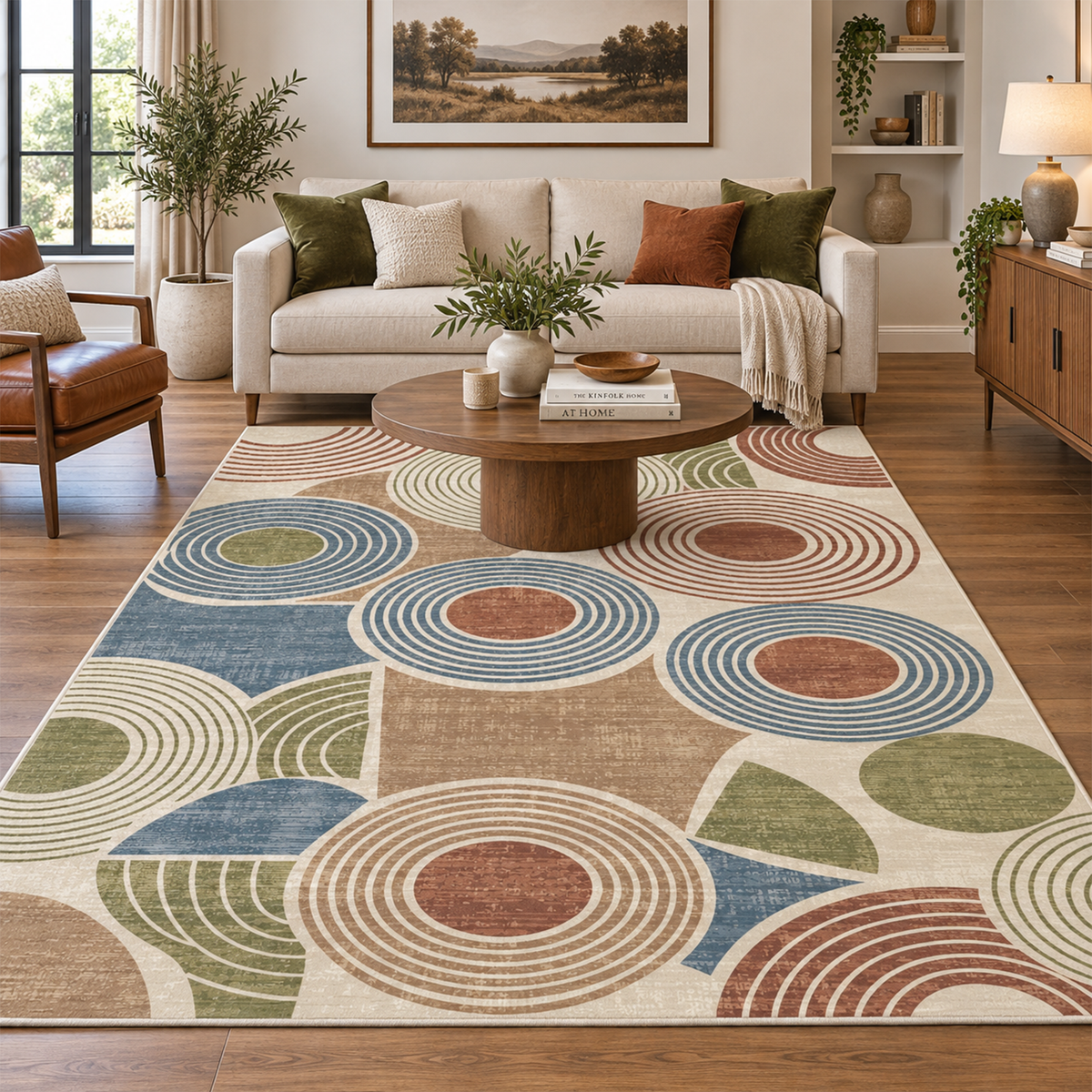 Retro Orbit Circle Rug