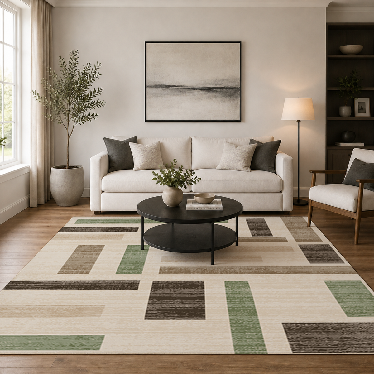 Sage Block Abstract Rug