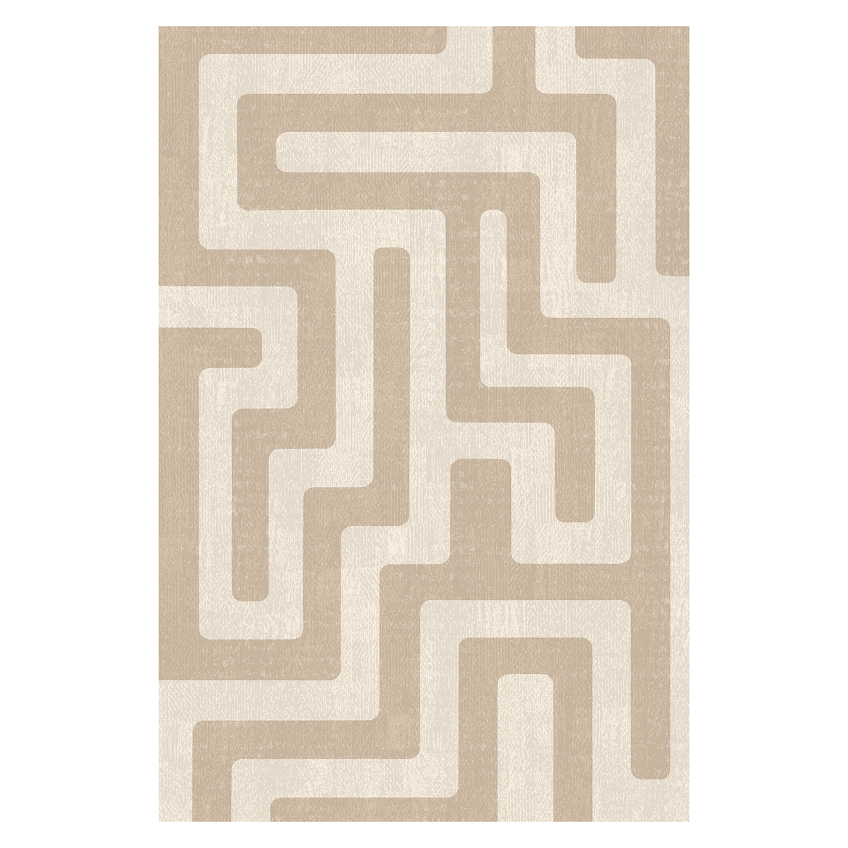 Tonal Beige Maze Labyrinth Rug