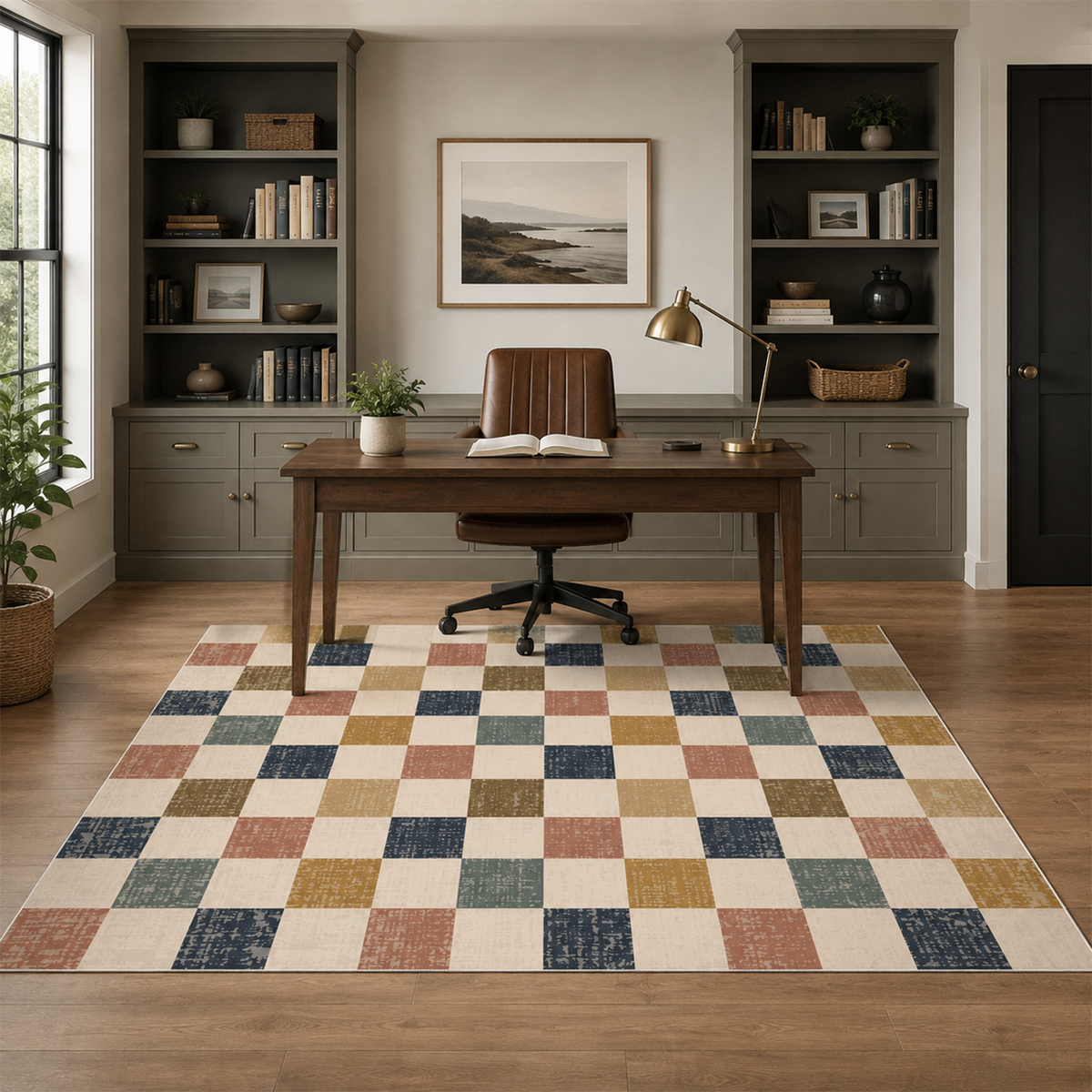 Multicolor Woven Checkerboard Rug