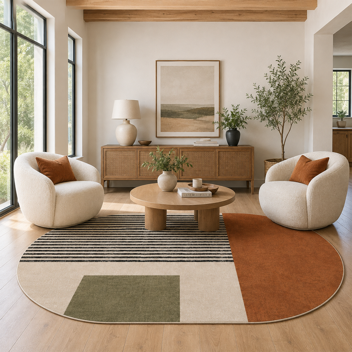 Modern Stripe & Block Rug