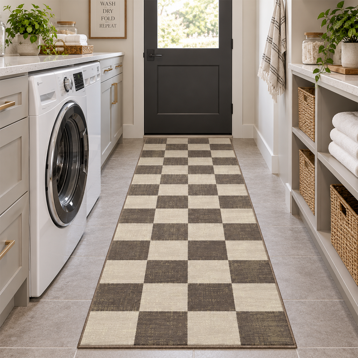 Mocha Chessboard Rug
