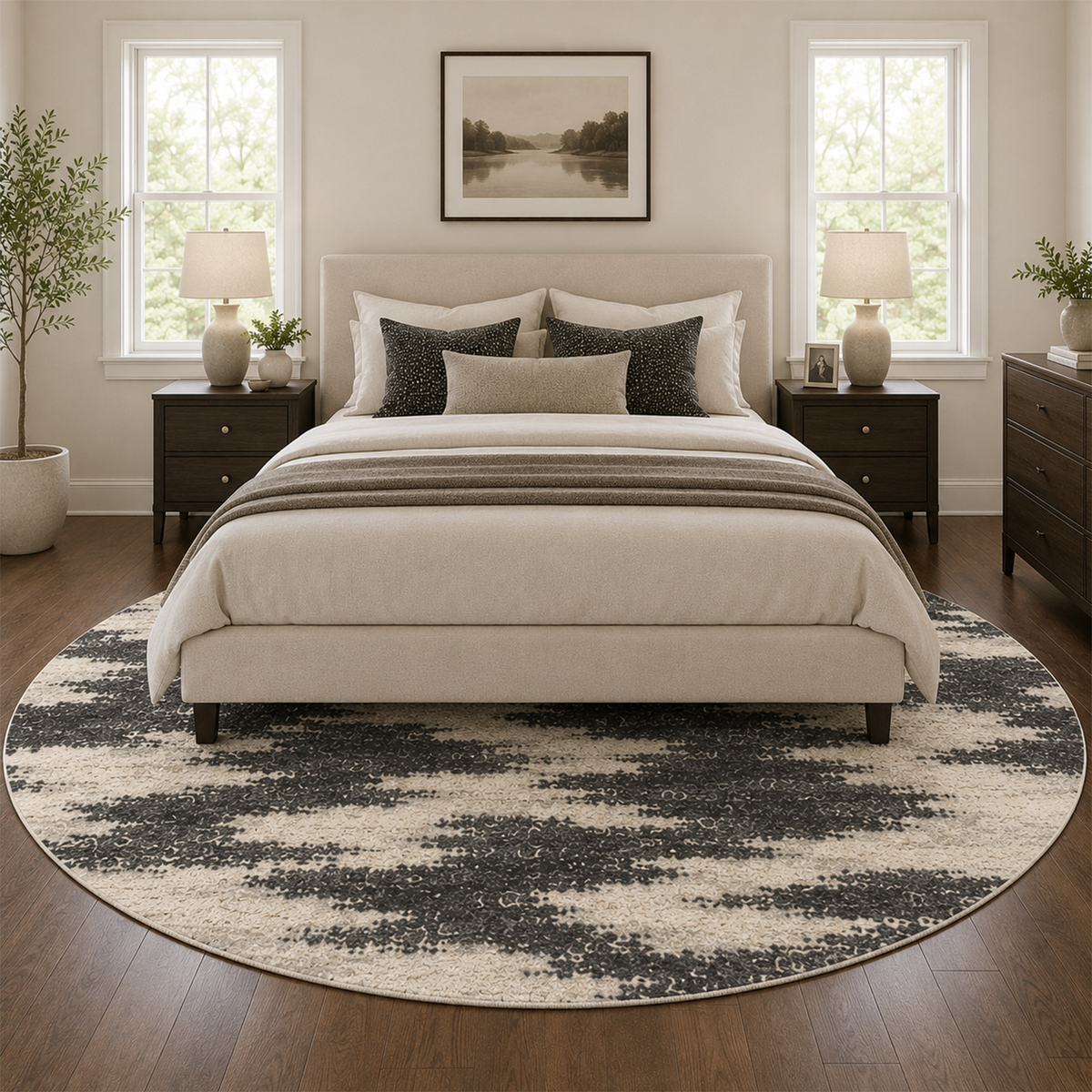 Charcoal Cloud Abstract Rug