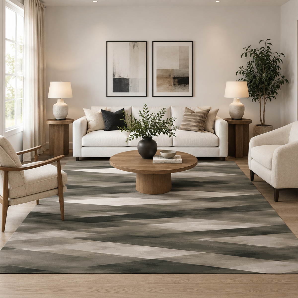 Shadow Weave Geometric Rug