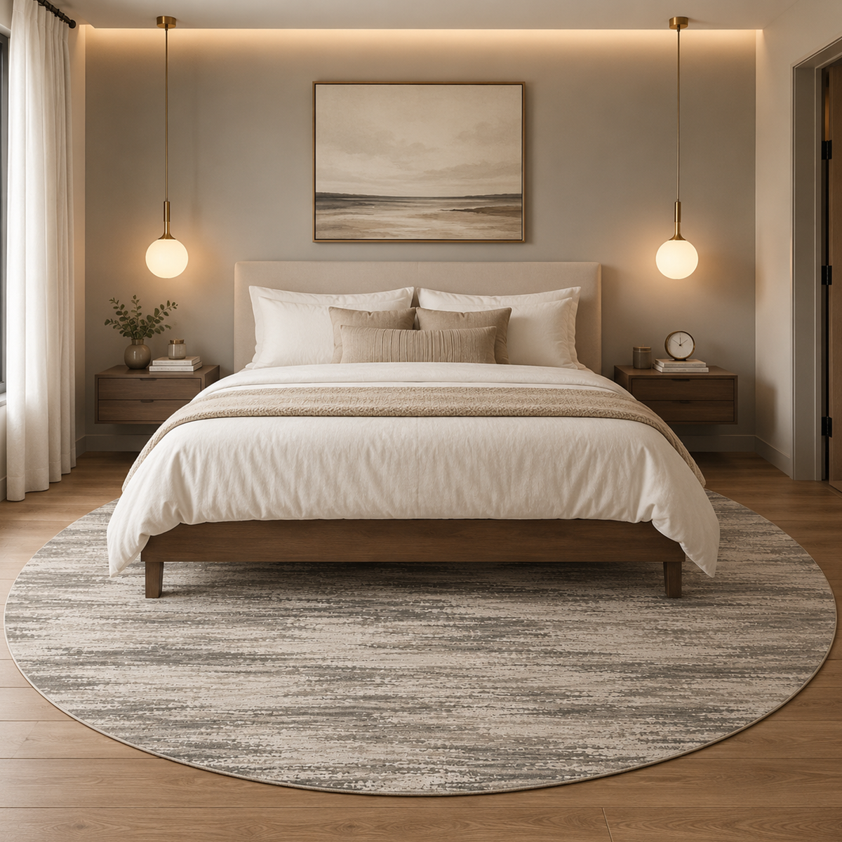 Taupe Brushstroke Abstract Rug