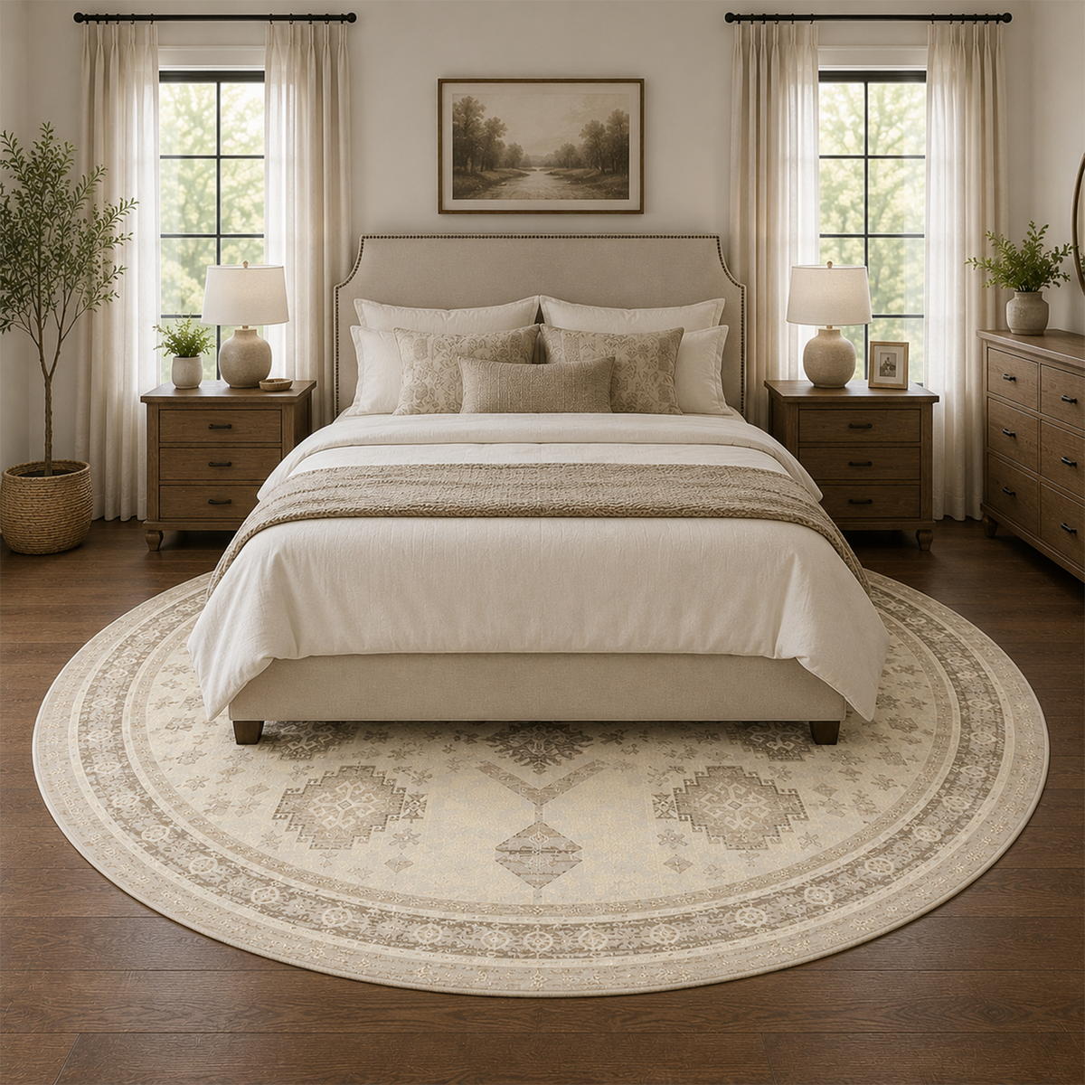 Ivory Geometric Vintage Rug