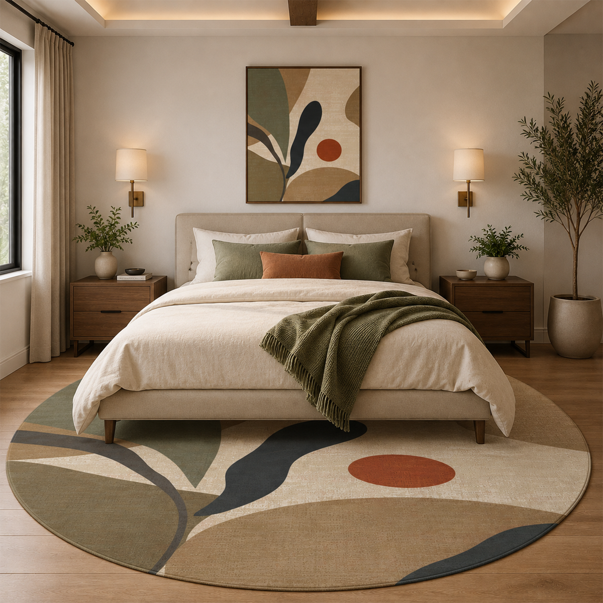 Abstract Botanical Leaf Rug