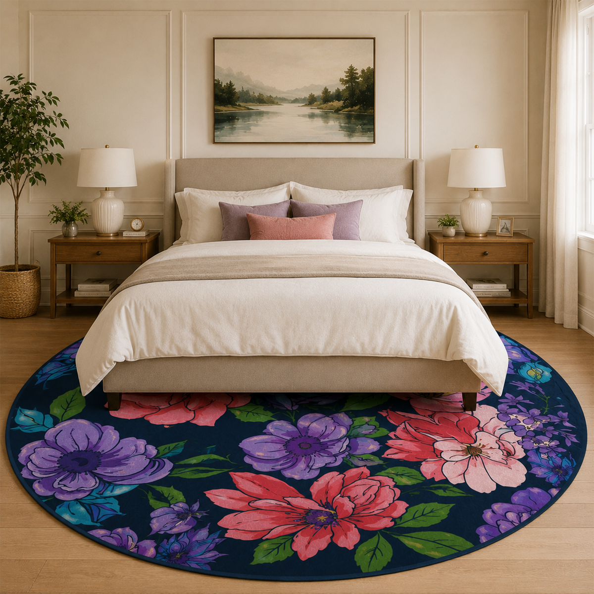 Bold Floral Garden Washable Area Rug
