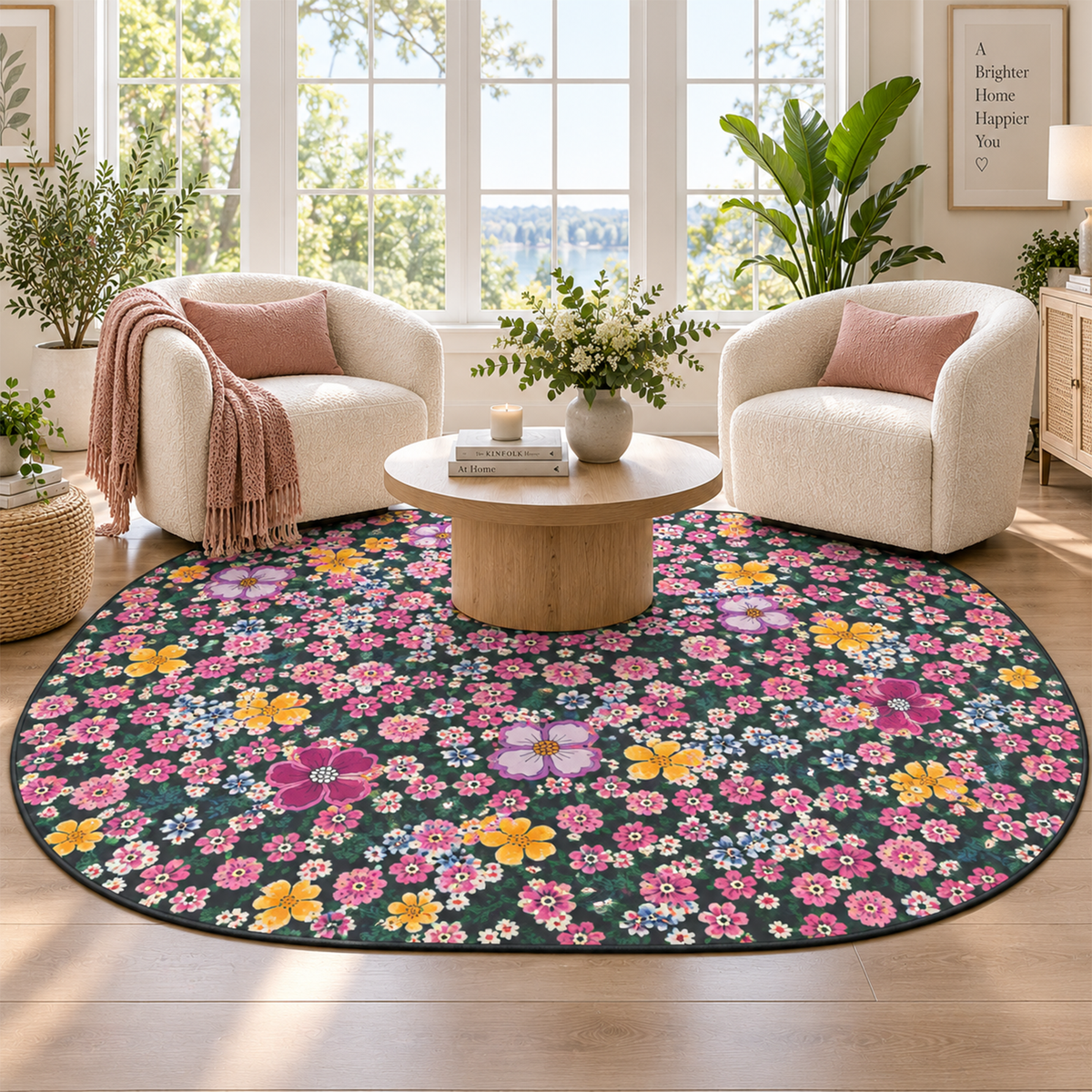 Midnight Blossom Garden Rug
