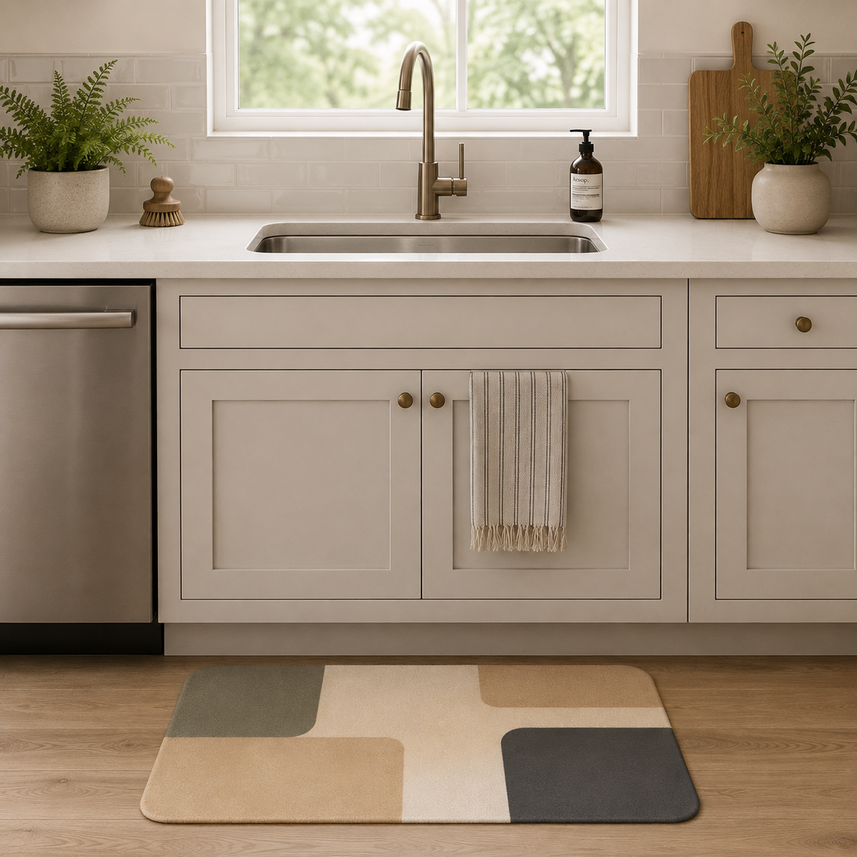 Modern Abstract Curved Color Block Area Rug