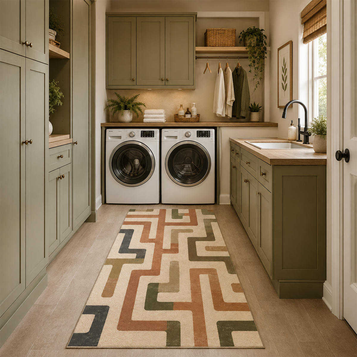 Geometric Circuit Maze Rug