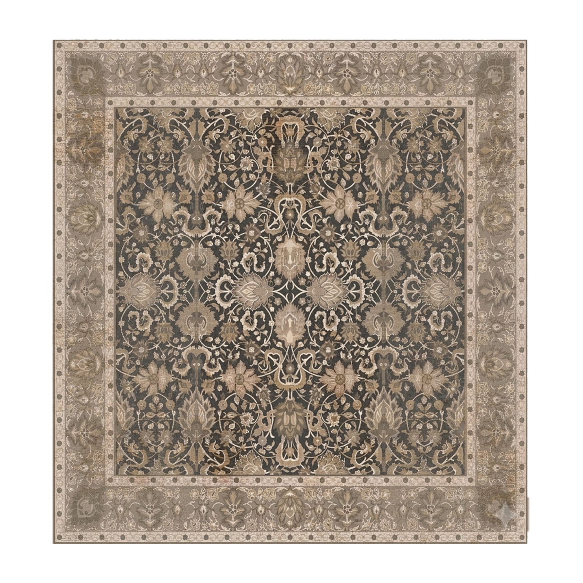 Charcoal Botanical Scroll Rug
