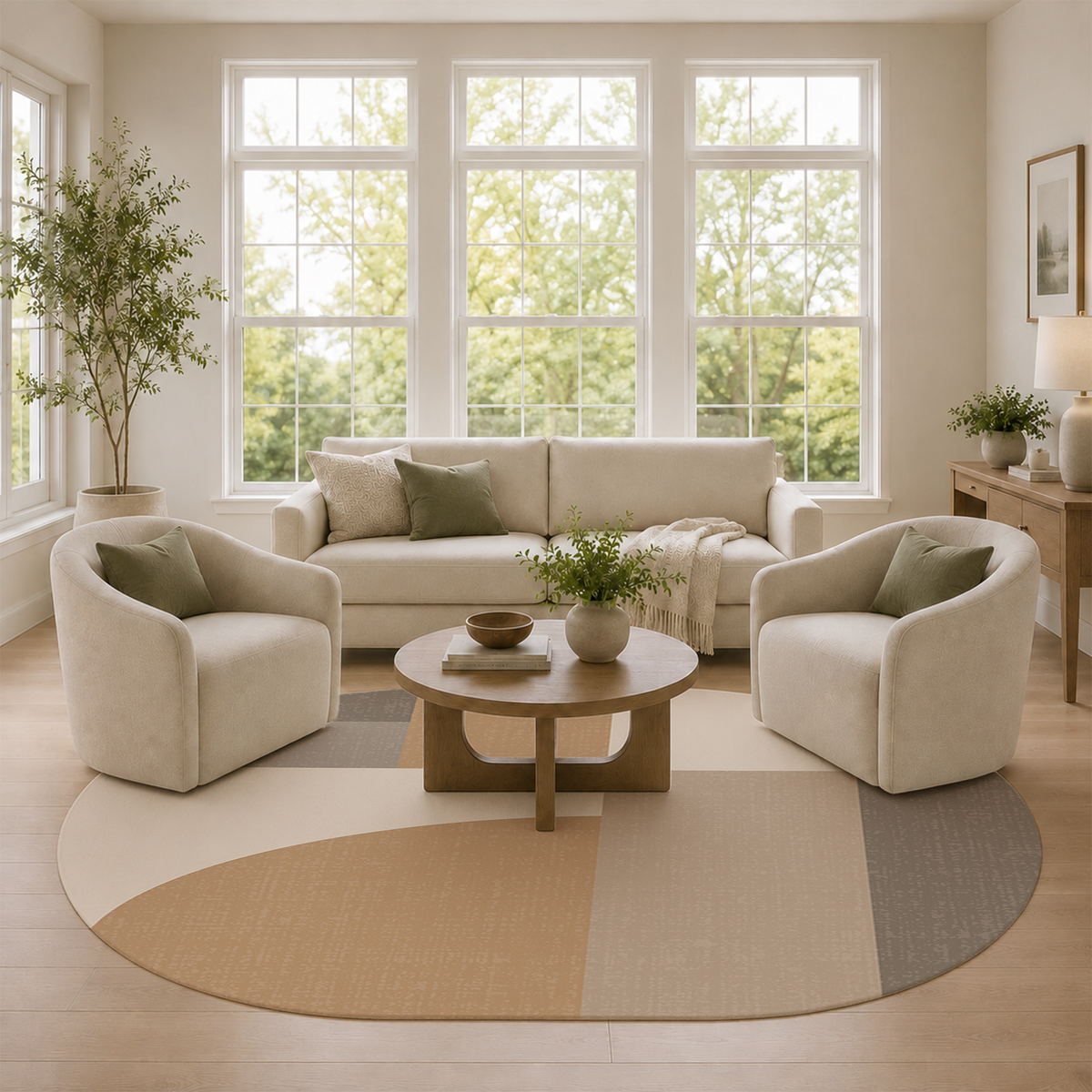 Modern Neutral Curve Rug