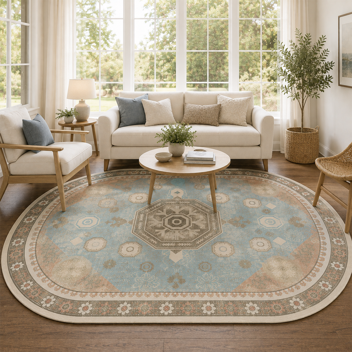Boho Blue Medallion Rug