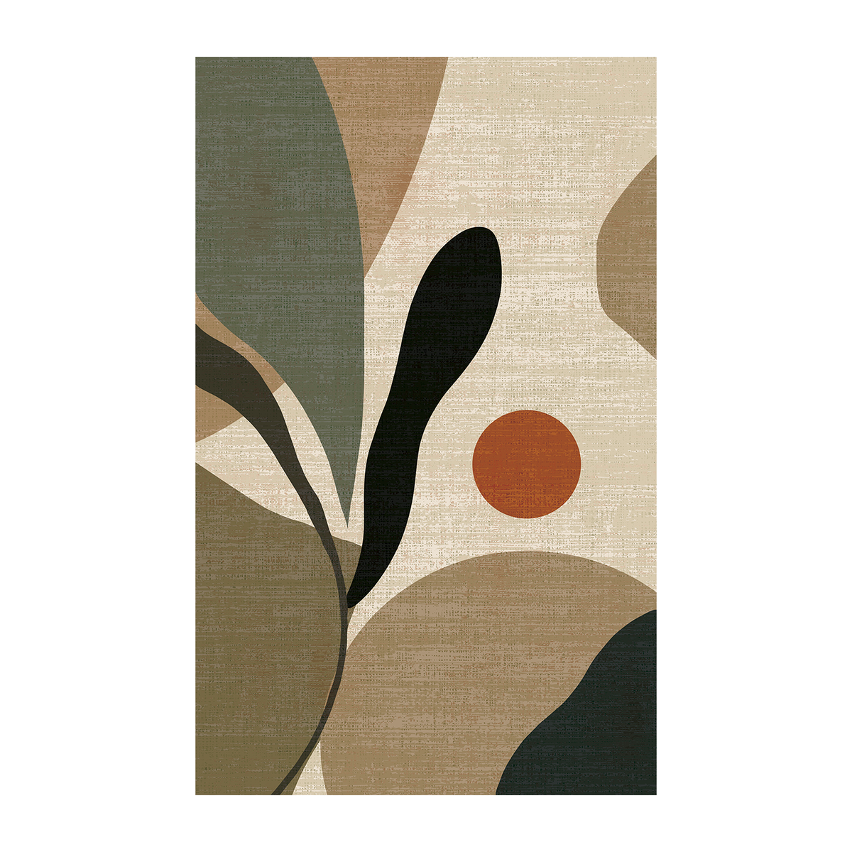 Abstract Botanical Leaf Rug