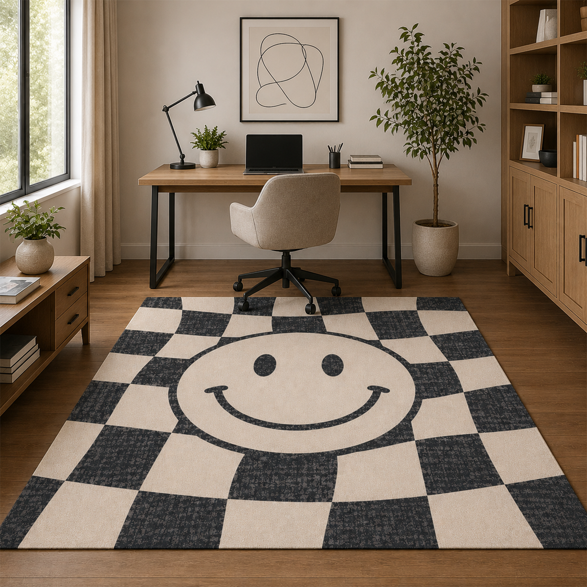 Checkerboard Smiley Rug