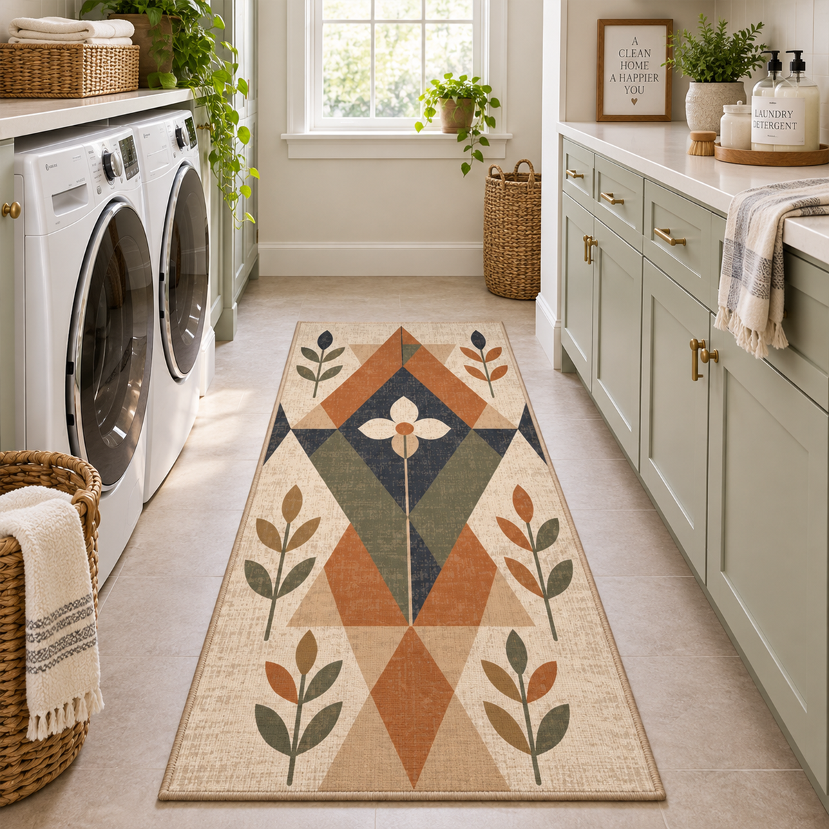 Botanical Geo Diamond Rug